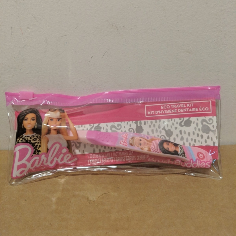 Barbie toothbrush W/cap pouch And Toothpaste 4 oz